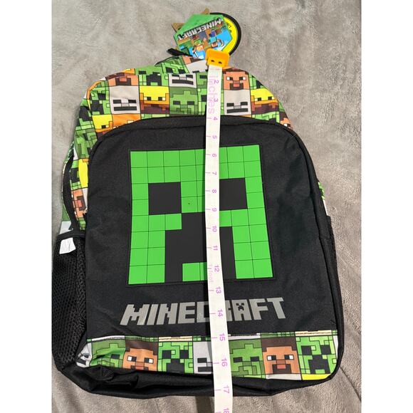 NWT Minecraft Creeper 16" School Backpack‎ Green & Black Back to School Age 3+ - Picture 12 of 12
